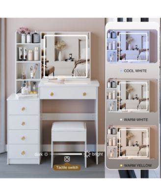 37" LED Mirror Vanity Table with Stool