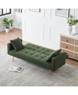 Green Teddy Fleece Sofa Bed with 2 Pillows