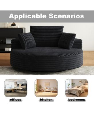 55" Corduroy Swivel Sleeper Chair