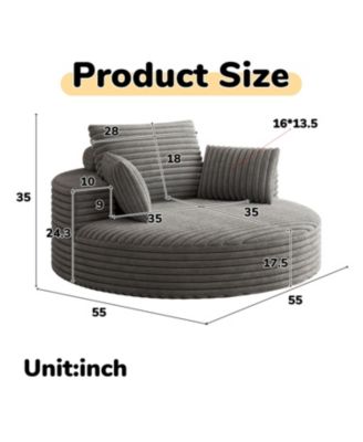 55" Corduroy Swivel Sleeper Chair