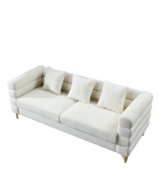 81" Oversized 3-Seater Sectional Sofa - White Teddy