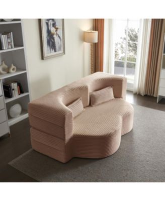 Corduroy Floor Sofa Bed with Pillows