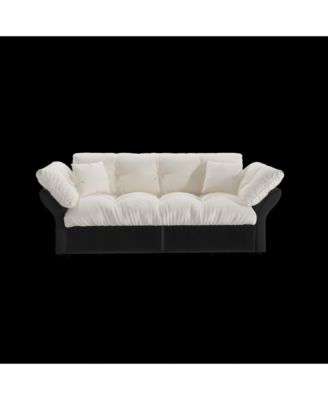 Queen Pull Out Sofa Bed, 3-in-1 Convertible Sleeper, Velvet, Beige