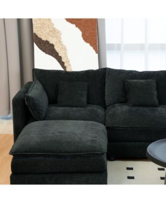 Streamdale U Shaped Cloud Couch, 144" Modular Chenille Sofa with Ottoman & Console