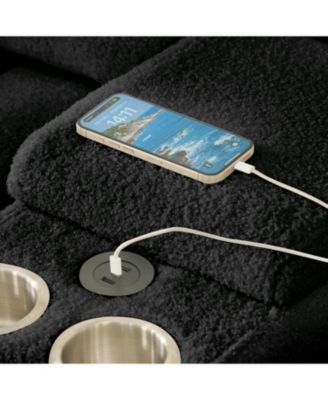 Teddy Fabric Sectional Sofa with Console, USB & Cup Holder