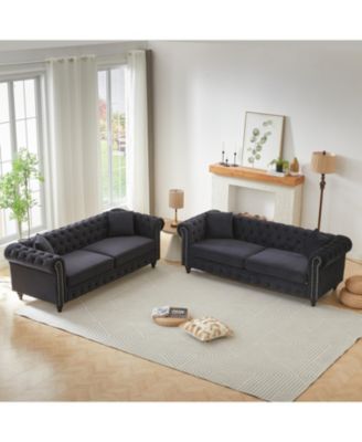  Modern 5-Seat Sofa Set, Wood Frame & Feet, 4 Cushions