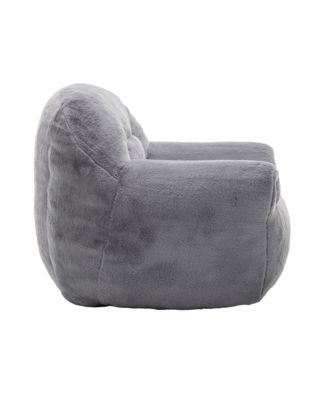 Comfy Grey Faux Fur Bean Bag Chair Sofa for Adults & Kids