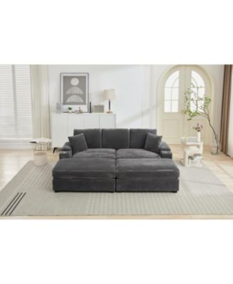  Modular Sectional Sofa Bed Set w/ Storage, USB & Cup Holders