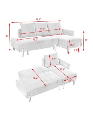 Corduroy Sofa with 3 Pillows