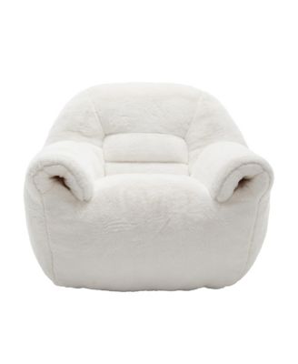 Comfy White Faux Fur Bean Bag Chair Sofa for Adults & Kids