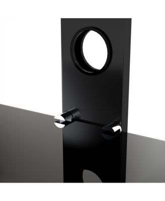 Wooden TV Stand with Mount & Tempered Glass