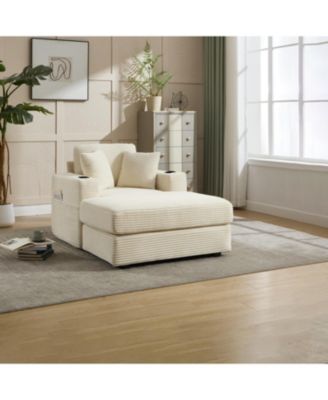 Streamdale Corduroy Chaise Lounge Sofa, Detachable Cushions, 3 Colours