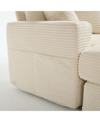 Streamdale Corduroy Chaise Lounge Sofa, Detachable Cushions, 3 Colours
