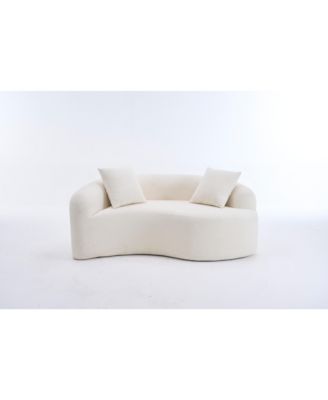 Chenille S-Curve Sectional Sofa- Dual-Depth, White, No Assembly, Compact, 66.9"L