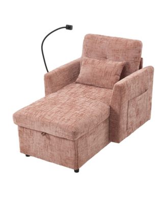 Multifunctional Chenille Recliner Sofa with Storage & Phone Bracket