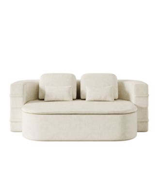 75" Fabric Foldable Sofa Bed with Blanket