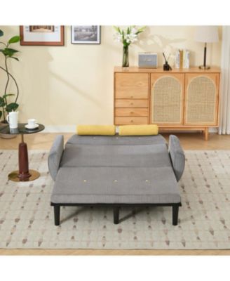 Corduroy Loveseat Sofa Bed with Storage & USB