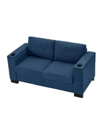 67.7" Modern Blue Loveseat with Cup Holder & Storage