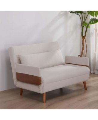 Extra Wide 3-in-1 Loveseat Sofa Bed - Adjustable Back, Linen Fabric