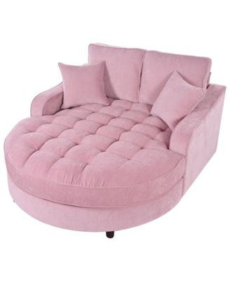 55" Modern Chaise Lounge Sofa Bed with Tufted Seat & Pillows