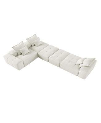Modern Chenille Sectional Sofa with 6 Pillows