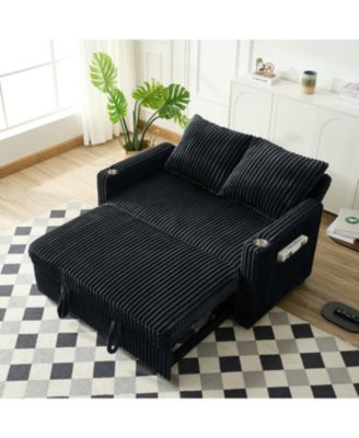 Streamdale Sleeper Sofa Couch Pull Out Bed Corduroy Love seat Black