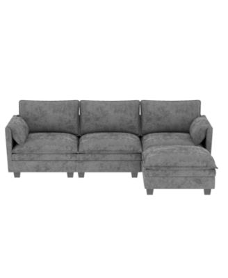 107.8" 3 Seater L-Shaped Sofa Couch with Ottoman & Pockets