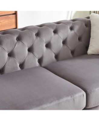 Deluxe Velvet Chesterfield Sofa with Tufted Buttons, 2 Pillows