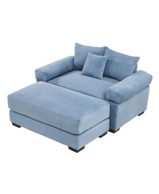  Oversized Cloud Modular Sectional Couch, Corduroy, Ottoman, Chaise - Blue