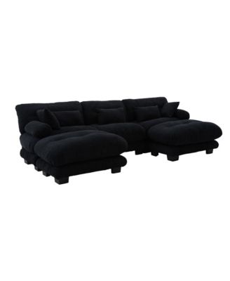  Pelletized Velvet Cloud Couch w/ 2 Ottomans & 3 Seater Sofa