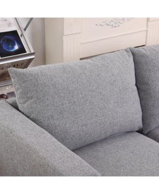 Small Sectional Sofa Couch with Convertible Chaise Ottoman - Light Grey