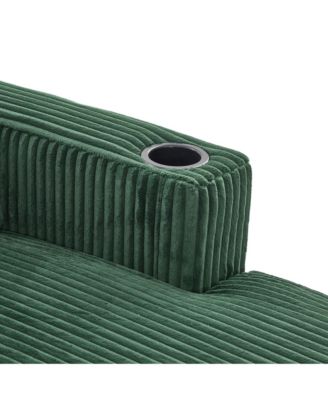 Corduroy Oversized Recliner Sofa w/ USB, LED, Cup Holder