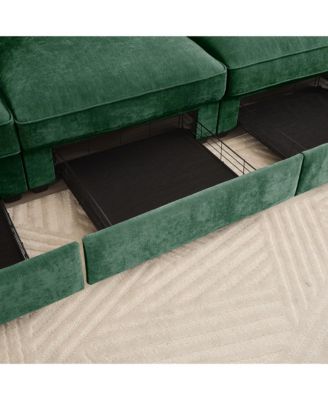U Shape Sectional Sofa with Ottomans & Storage