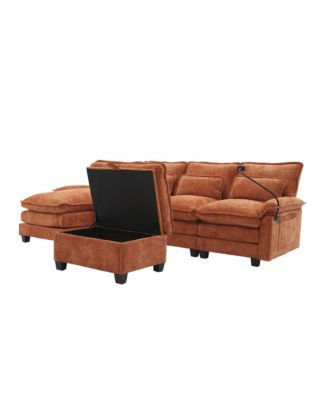 106" U-Shape Sectional Sofa Cloud Couch, Chenille, Ottoman & Pillows