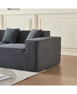 Corduroy Modular Loveseat Sofa - Compact Sectional Couch