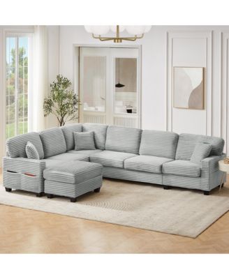 Streamdale U-Shaped Sectional Sofa with Ottoman & Storage Pockets