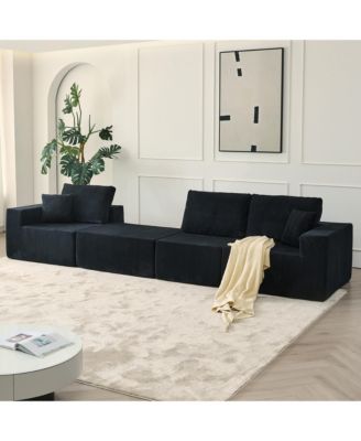 110" Cloud Modular Sectional Sofa w/ Ottoman & Pillows