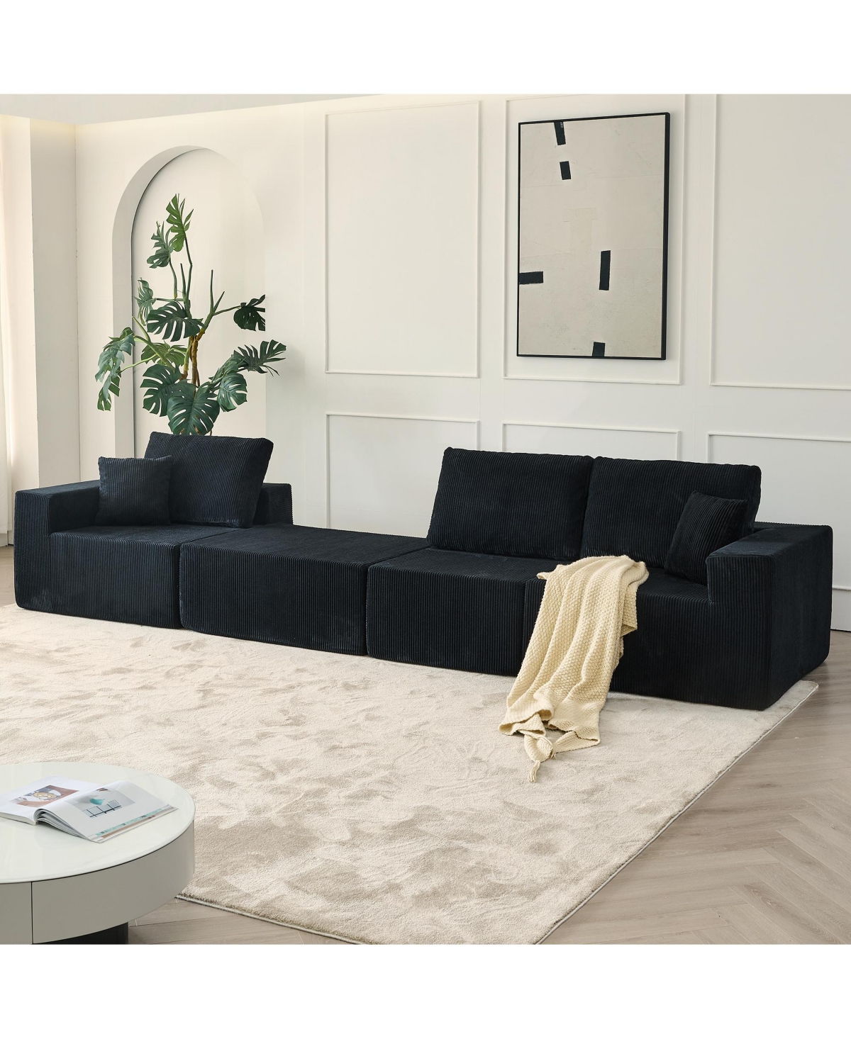 Streamdale Furniture 110" Cloud Modular Sectional Sofa w/ Ottoman & Pillows