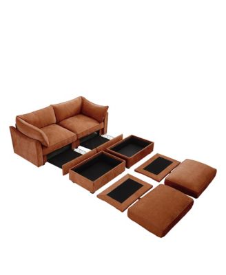 2-Seat Sofa w/Ottomans & Storage