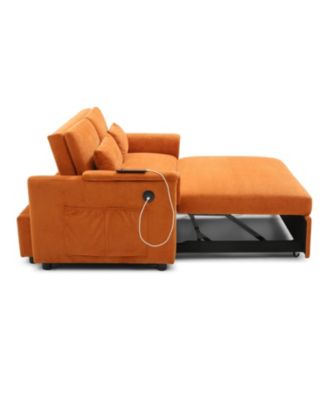 Streamdale 55" Velvet Pull Out Sofa Bed with USB Ports & Pockets