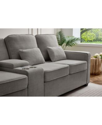 Streamdale 114" Sofa w/ Console, Cupholders, USB Ports, Pillows