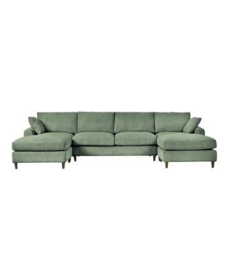 Corduroy Modular Sectional Sofa, Olive Green 6 Seat