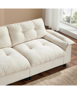 L-Shape Sectional Sofa w/ Ottoman, Charging, Cup Holder, Storage