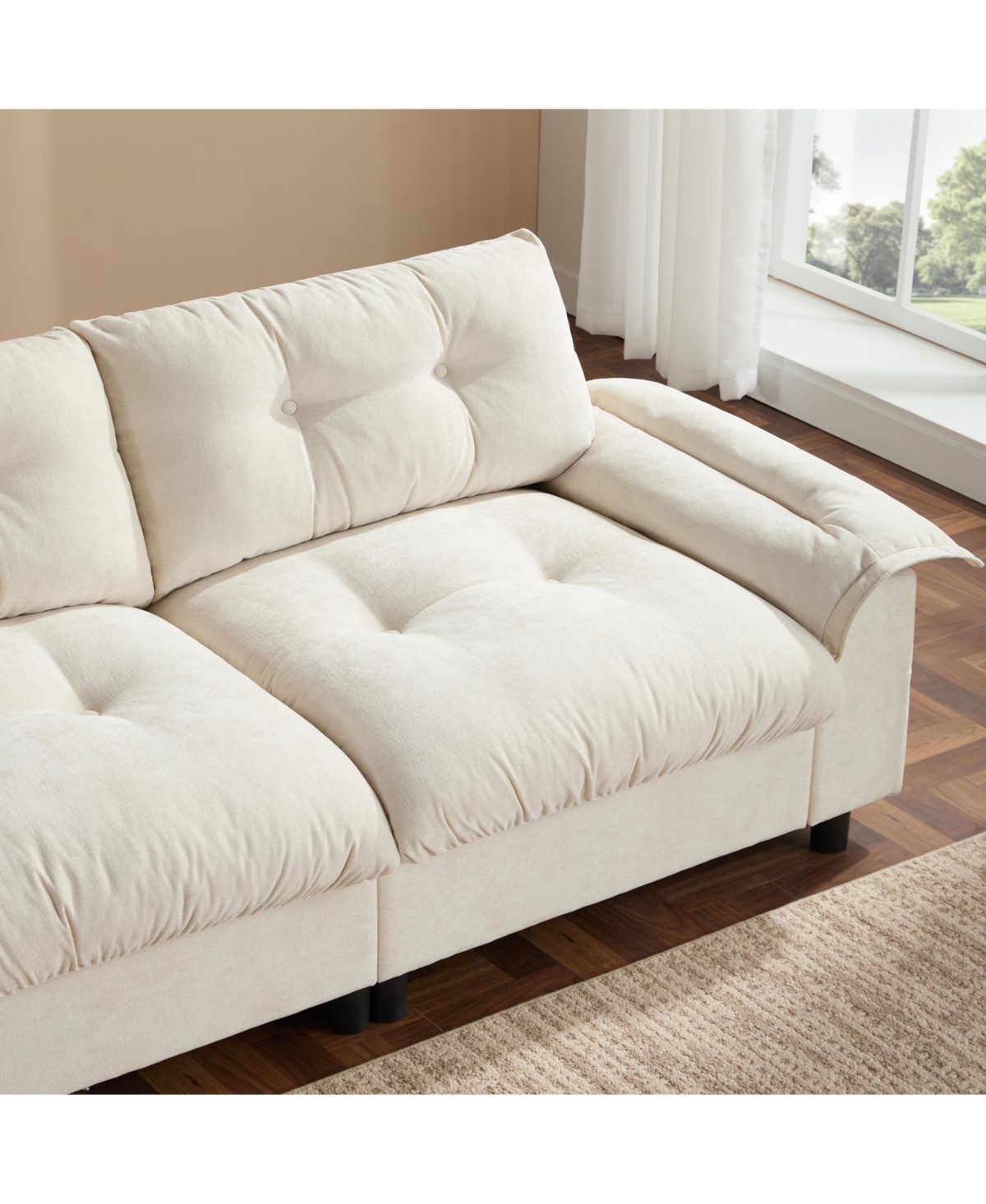 Streamdale Furniture L-Shape Sectional Sofa w/ Ottoman, Charging, Cup Holder