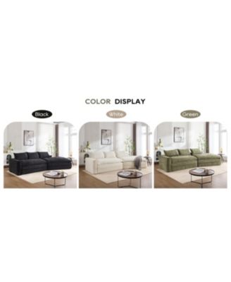  Modern Minimalist Sectional Sofa with Chaise - Black