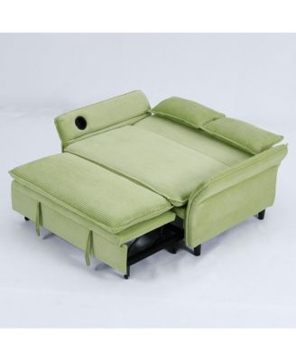 Green Multi-Functional Sofa Bed with Adjustable Armrests & Backrests