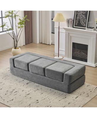 Convertible Sectional Sofa with Footrests - Grey