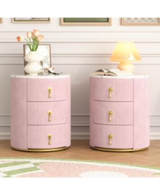 Streamdale Pink Upholstered Nightstand Set (2)