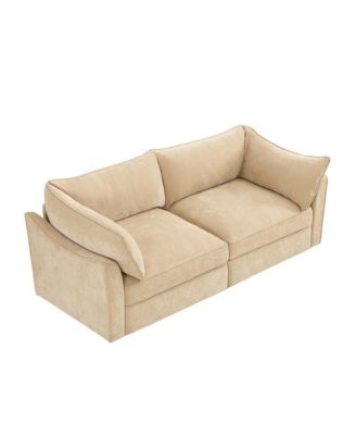 Chenille Wheat 2-Seater Sofa with Storage Drawers