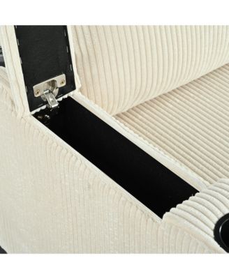 Reversible Corduroy Sectional Sofa with Storage Chaise & USB